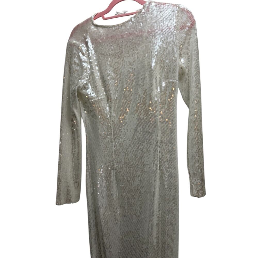 Rare London White Sequin Long Sleeve Maxi Dress, Women's Size 4 - Picture 2 of 7